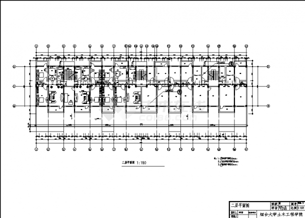 3480平方米五层框架商住楼设计建筑施工cad图纸-图二