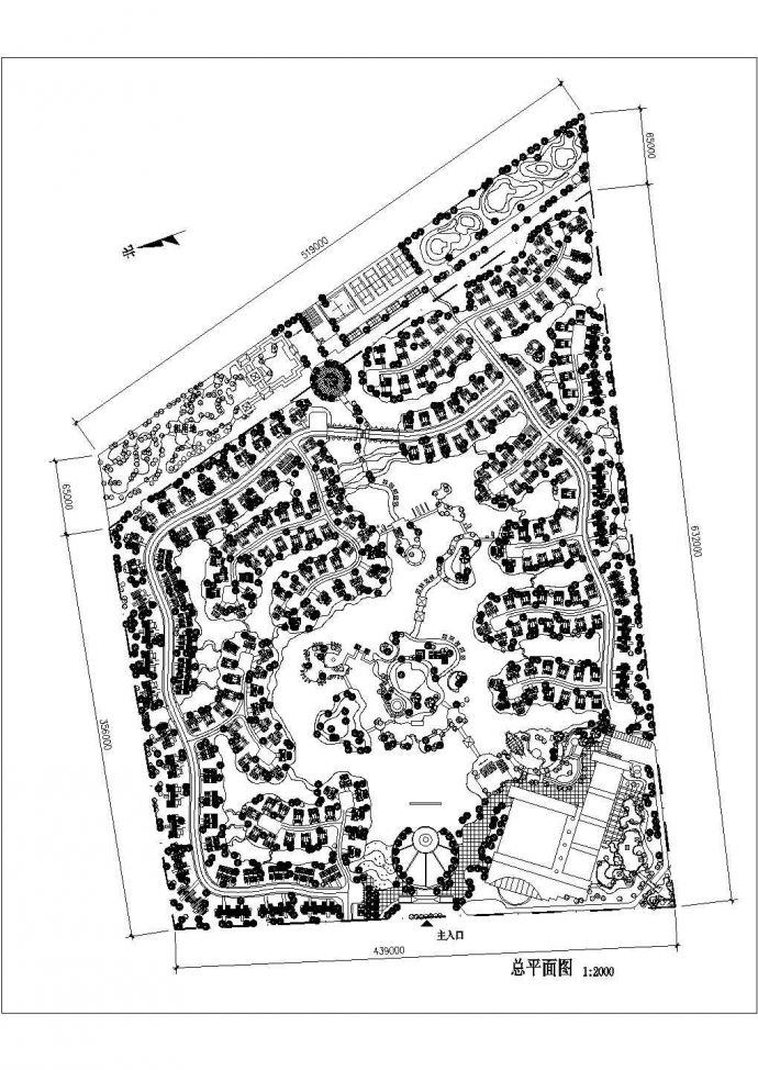 廊坊地区某新建的大型别墅区总平面规划设计CAD图纸_图1