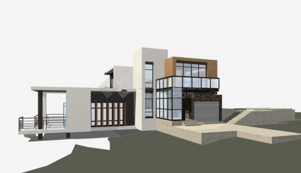 某二层框架结构现代风格别墅设计cad建筑施工图（含设计说明，含结构设计，含效果图）-图一