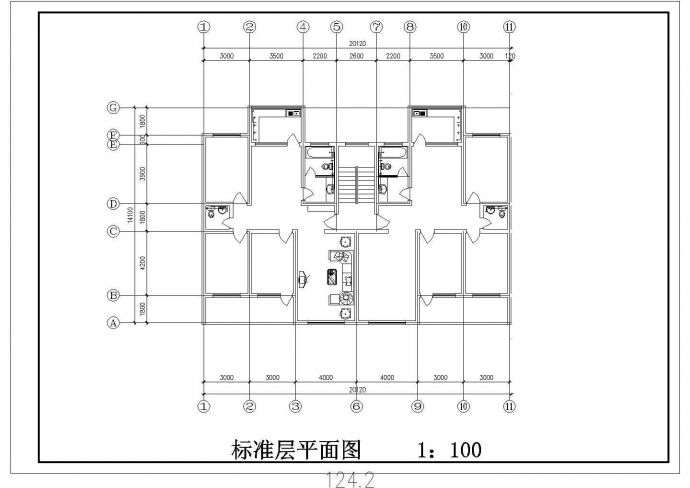 1梯2户住宅楼全套建筑设计CAD图纸_图1