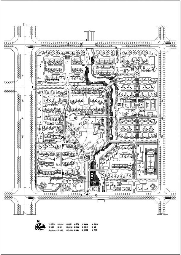 某现代高级多层住宅小区规划设计cad施工总平面图（标注详细）-图一