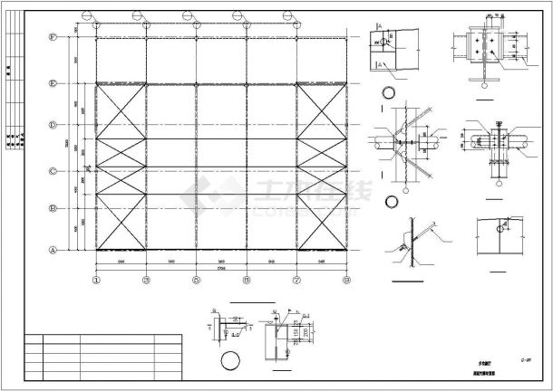 【最新】某医院办公楼钢结构设计方案CAD图纸-图二