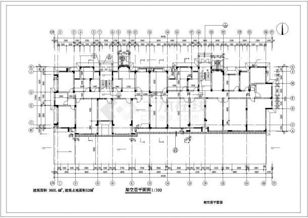 小区6层住宅楼cad设计方案施工图纸(平层立面剖面)-图一