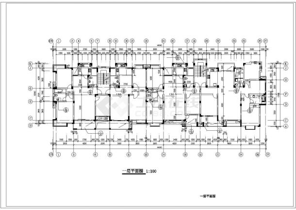 小区6层住宅楼cad设计方案施工图纸(平层立面剖面)-图二