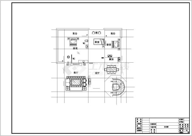 某四层地中海风格别墅建筑设计CAD施工图纸-图二