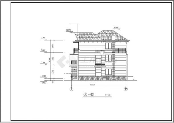 某双拼三层小别墅建筑设计CAD施工图-图一