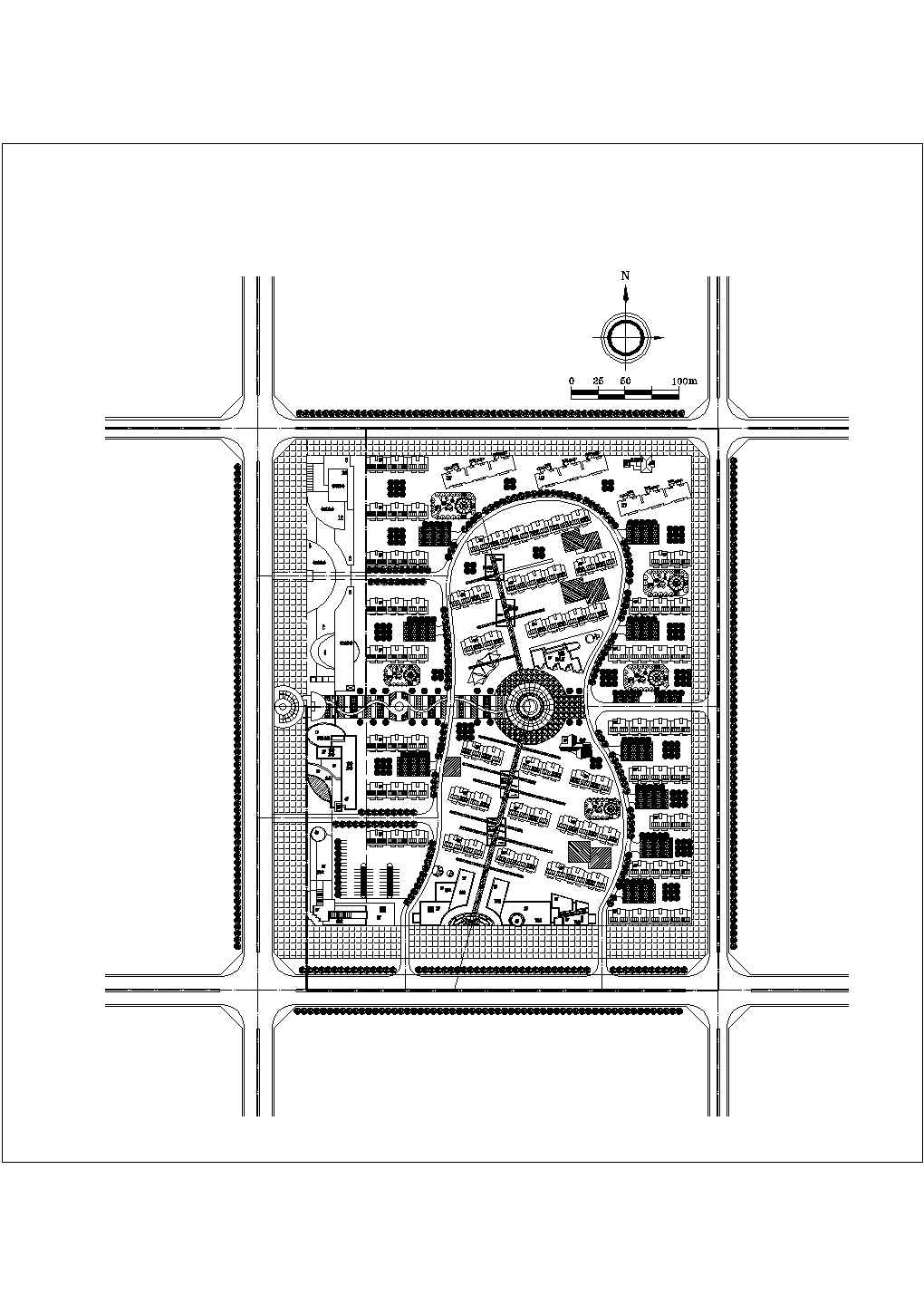 彭州市豪华小区设计规划总平面cad图纸，共三张