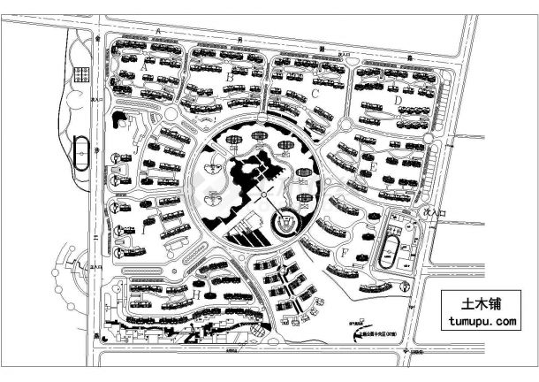 延安市安塞区康馨花园小区平面规划设计CAD图纸（含水景花园）-图一