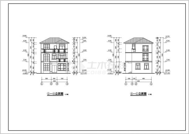 某三层带地下车库框架结构新农村私家别墅设计cad建筑施工图（含设计说明，含结构设计，含效果图）-图二
