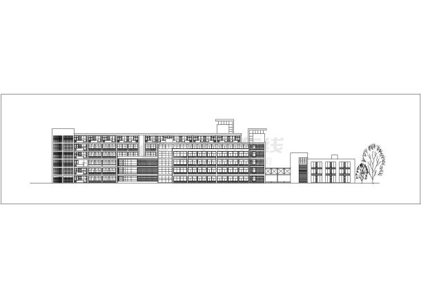 扬州某高校2.4万平米6层框架结构教学楼平立剖面设计CAD图纸-图二