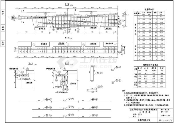 20m预应力混凝土连续箱梁上部端横梁钢筋构造节点详图设计-图一