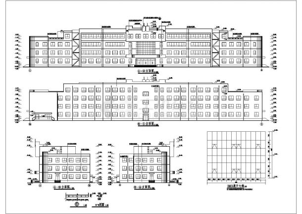 xx中学占地1680平米四层框架结构教学楼建筑设计CAD图纸-图二