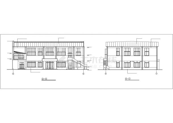 扬州某中学2100平米2层框架结构食堂综合楼建筑设计CAD图纸-图一