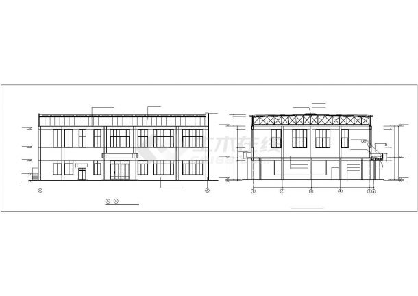 扬州某中学2100平米2层框架结构食堂综合楼建筑设计CAD图纸-图二