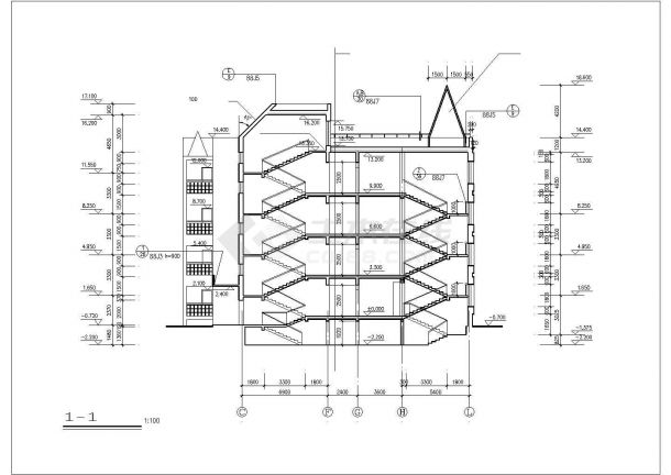 湖州市某街道2900平米4层框架结构幼儿园平立剖面设计CAD图纸-图二