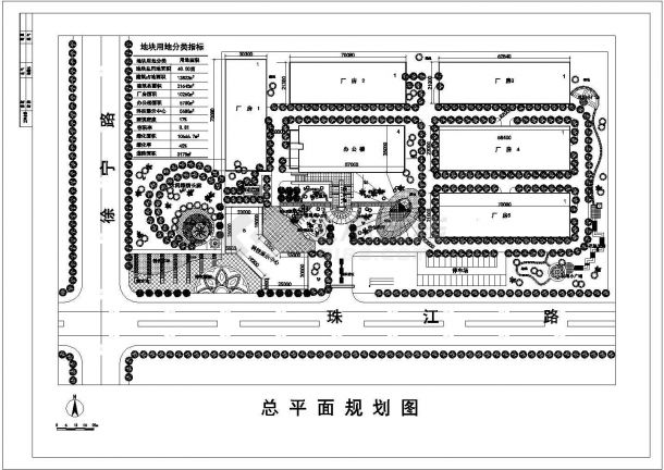 厂房设计_某市40亩工业园厂房用地规划设计cad图(含总平面图)-图一