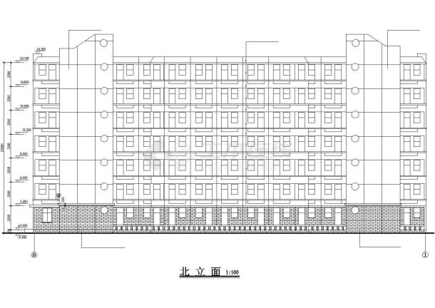 陕西省6层大学学生公寓施工设计建筑cad图，共10张含建筑设计说明-图一