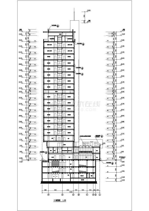 某医院住院部建筑设计平面布置参考图-图一