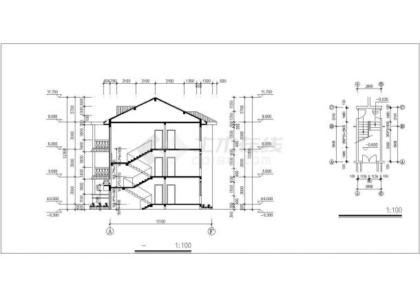 某中学三层专家楼建筑设计CAD施工图纸-图一