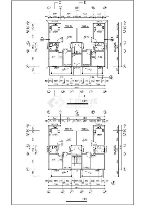 某中学三层专家楼建筑设计CAD施工图纸-图二