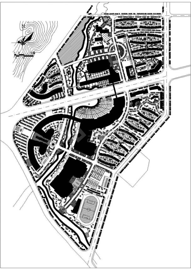 某不规则地块中大型住宅区规划设计cad总平面图（标注详细）-图二