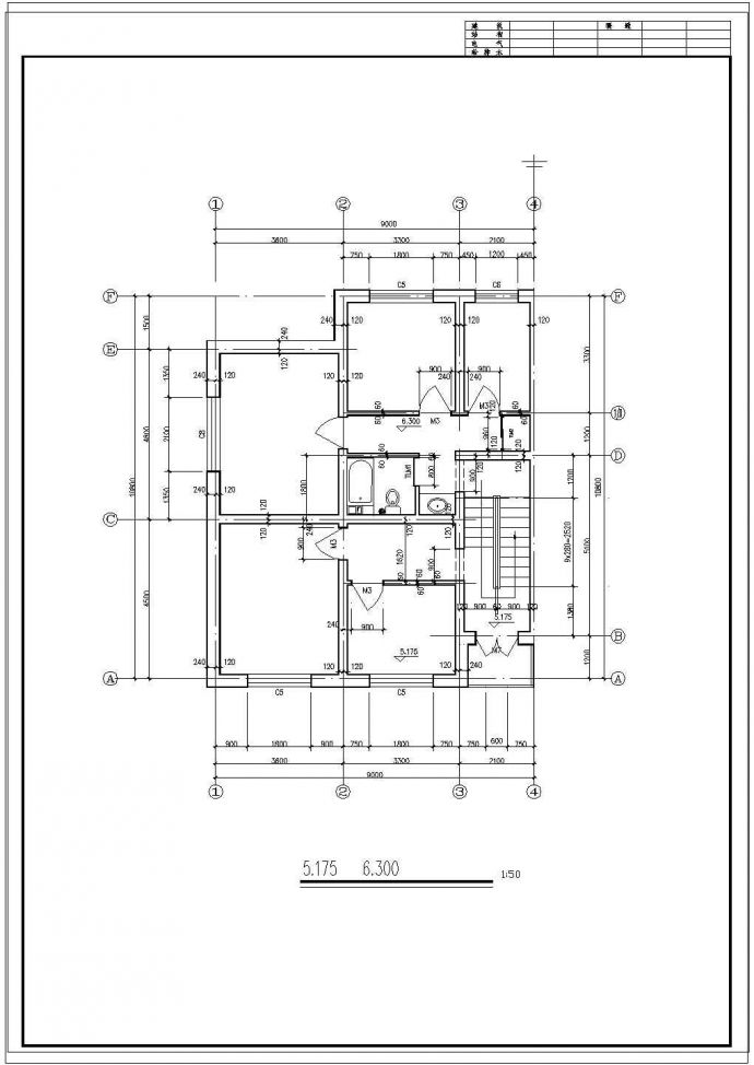 某欧式错层别墅建施设计CAD图_图1