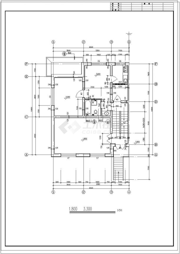 某欧式错层别墅建施设计CAD图-图二