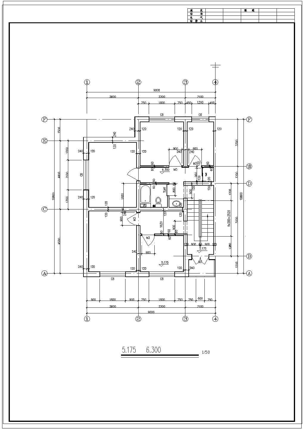 某欧式错层别墅建施设计CAD图