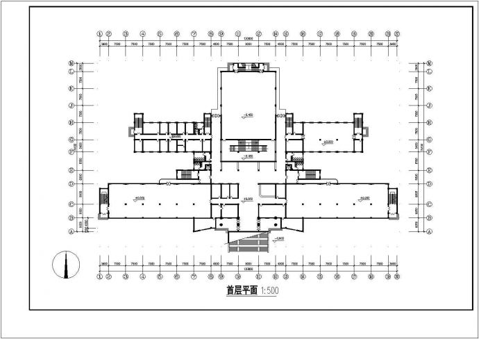 嘉兴市某职业学院5600平米6层框架结构教学楼平剖面设计CAD图纸_图1