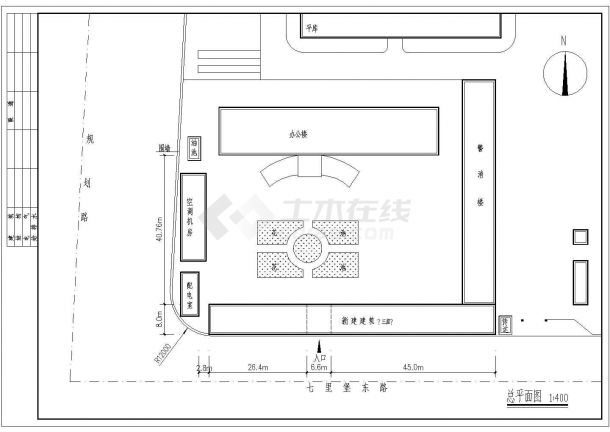 某市三层街边综合楼工程设计cad祥图-图一