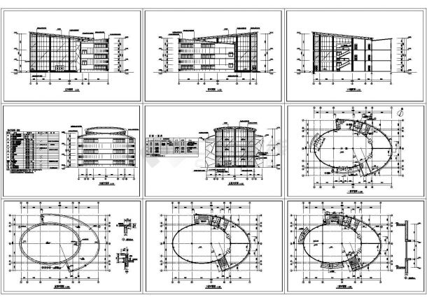 高级小区会所建筑施工图 包含着 正立面图、 背立面图-图一