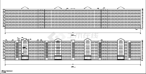 新星中学6层学生公寓楼建筑设计施工cad图纸-图一