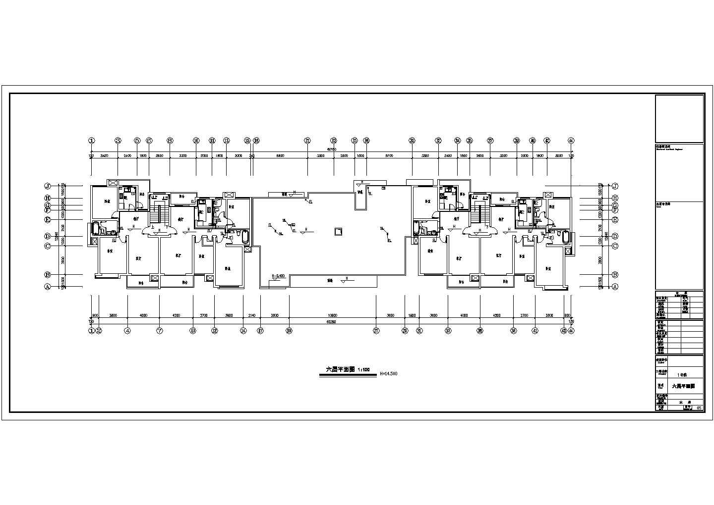 跃层式住宅楼给排水设计施工平面CAD参考图