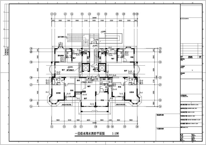 16层(1梯3户)住宅楼全套给排水施工图_图1