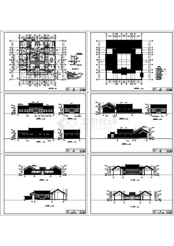 单层经典四合院CAD建筑设计图 -图一