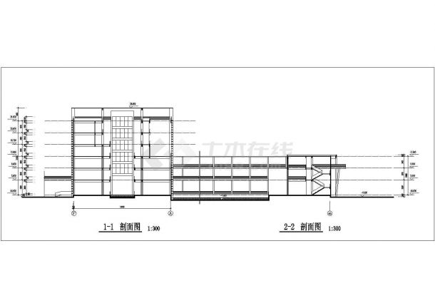合肥某大学1.8万平米左右6层框架结构教学实验楼平立剖面设计CAD图纸-图二