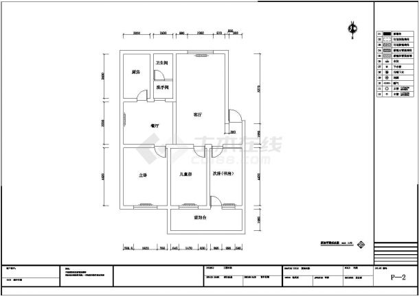 简单风格住宅全套装修CAD平面布置参考图-图二
