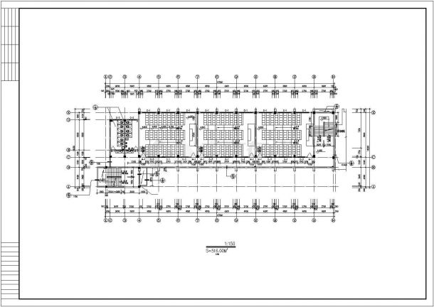 达州市某中学2600平米左右5层框架结构教学楼平立剖面设计CAD图纸-图一