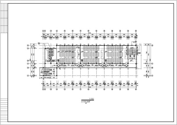 达州市某中学2600平米左右5层框架结构教学楼平立剖面设计CAD图纸-图二