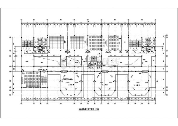 湖州某新建中学三栋7500平米6层框架结构教学楼平面设计CAD图纸-图一