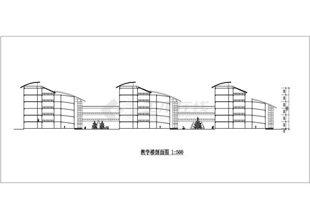 沈阳某实验中学1.4万平米6层框架结构教学楼平立剖面设计CAD图纸-图二