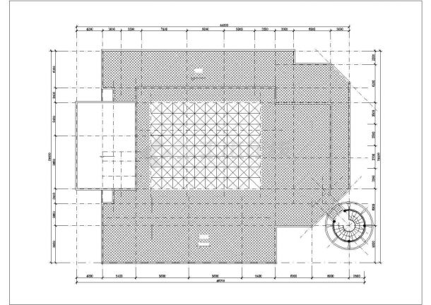 厦门某社区1700平米3层框架结构活动中心平立剖面设计CAD图纸-图一