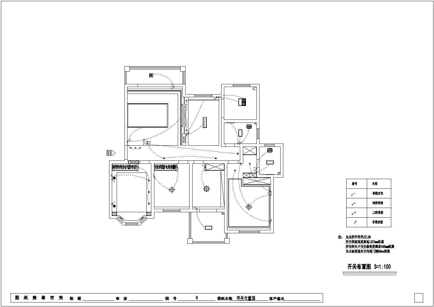 欧式风格公寓全套装修CAD平面布置参考图