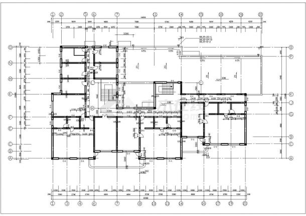 某现代化小区1500平米2层砖混结构幼儿园平立剖面设计CAD图纸-图二