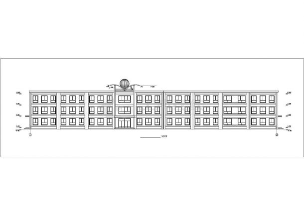 杭州某大学3800平米3层框架结构办公楼平立剖面设计CAD图纸-图二