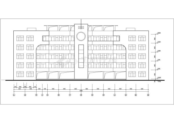 延安市某中学5300平米五层框架结构教学楼平立剖面设计CAD图纸-图二