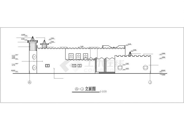 许昌市某社区1300平米2层框架结构幼儿园平立剖面设计CAD图纸-图二