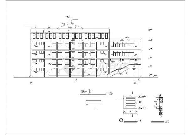 长沙市某实验中学3900平米五层框架结构教学楼建筑设计CAD图纸-图一