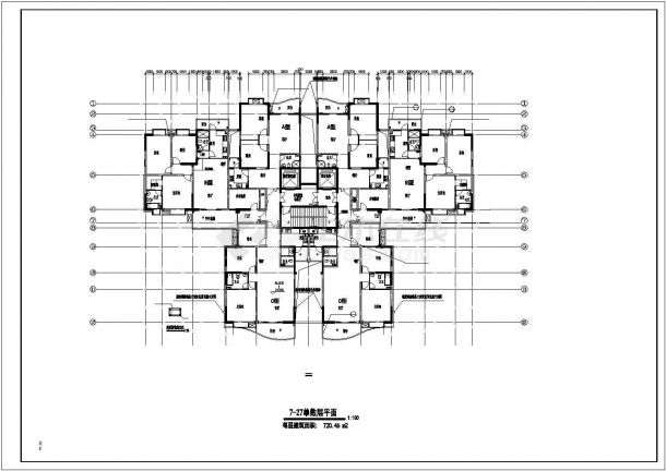 某小区32层高层住宅设计建筑图(CAD)-图二