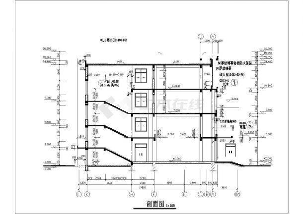 资阳市某中学6900平米4层框架结构教学楼建筑设计CAD图纸-图一